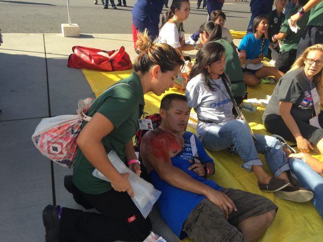 nursing students participate in State of Hawaii, Department of Transportation’s Triennial Aircraft Disaster Exercise