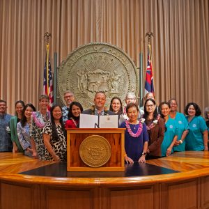 Nurses From Hawaii Keiki And Dept Of Health Gather With Governor Josh Green