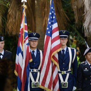 University Of Hawaii At Manoa Color Guard With Flags