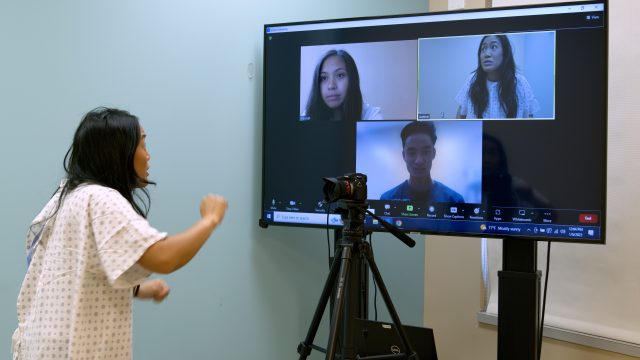 telehealth simulation with acting student