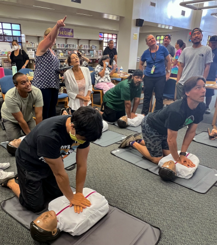 Kalama intermediate staff learning CPR
