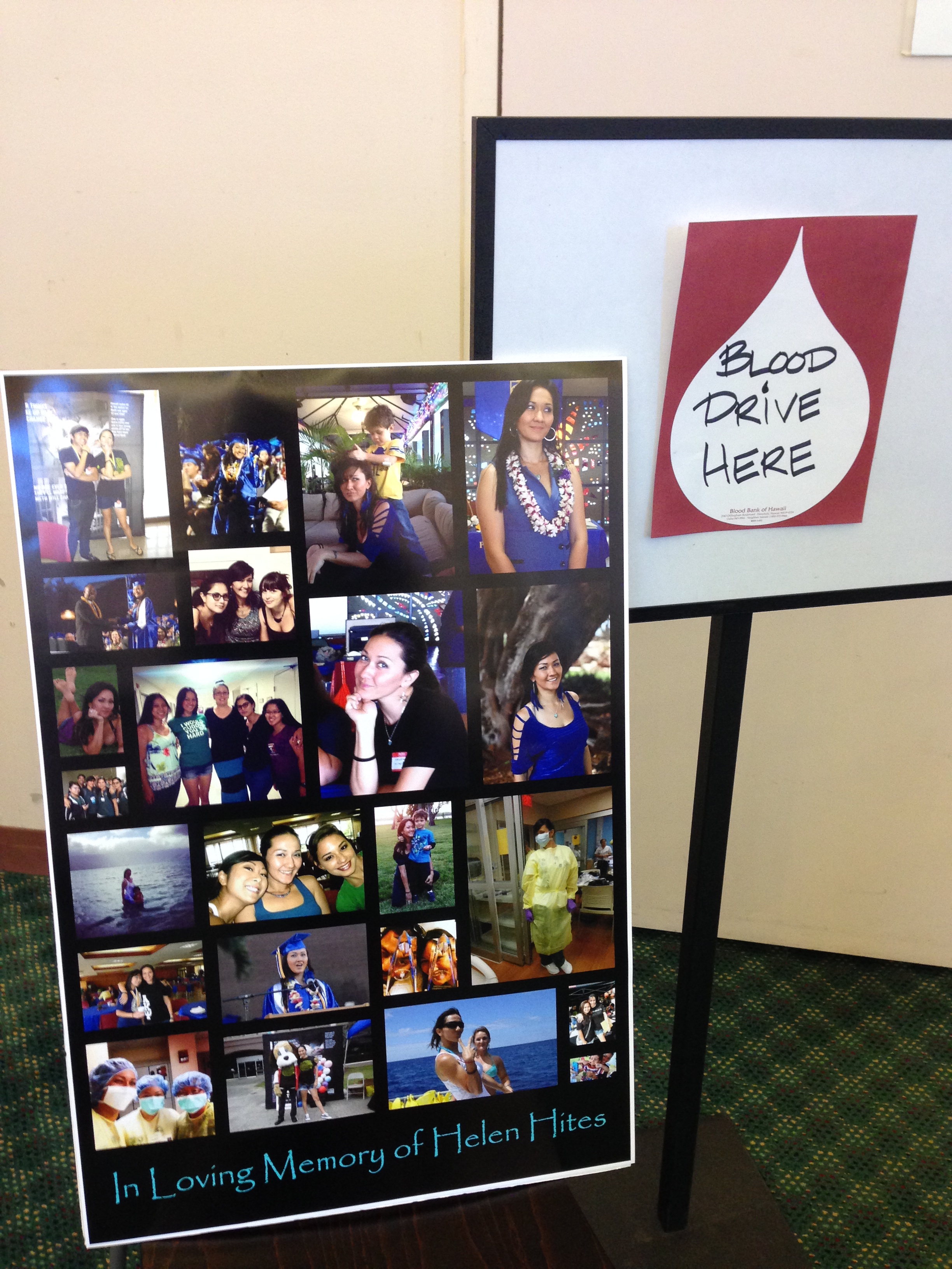 blood drive poster in memory of Helen Hites