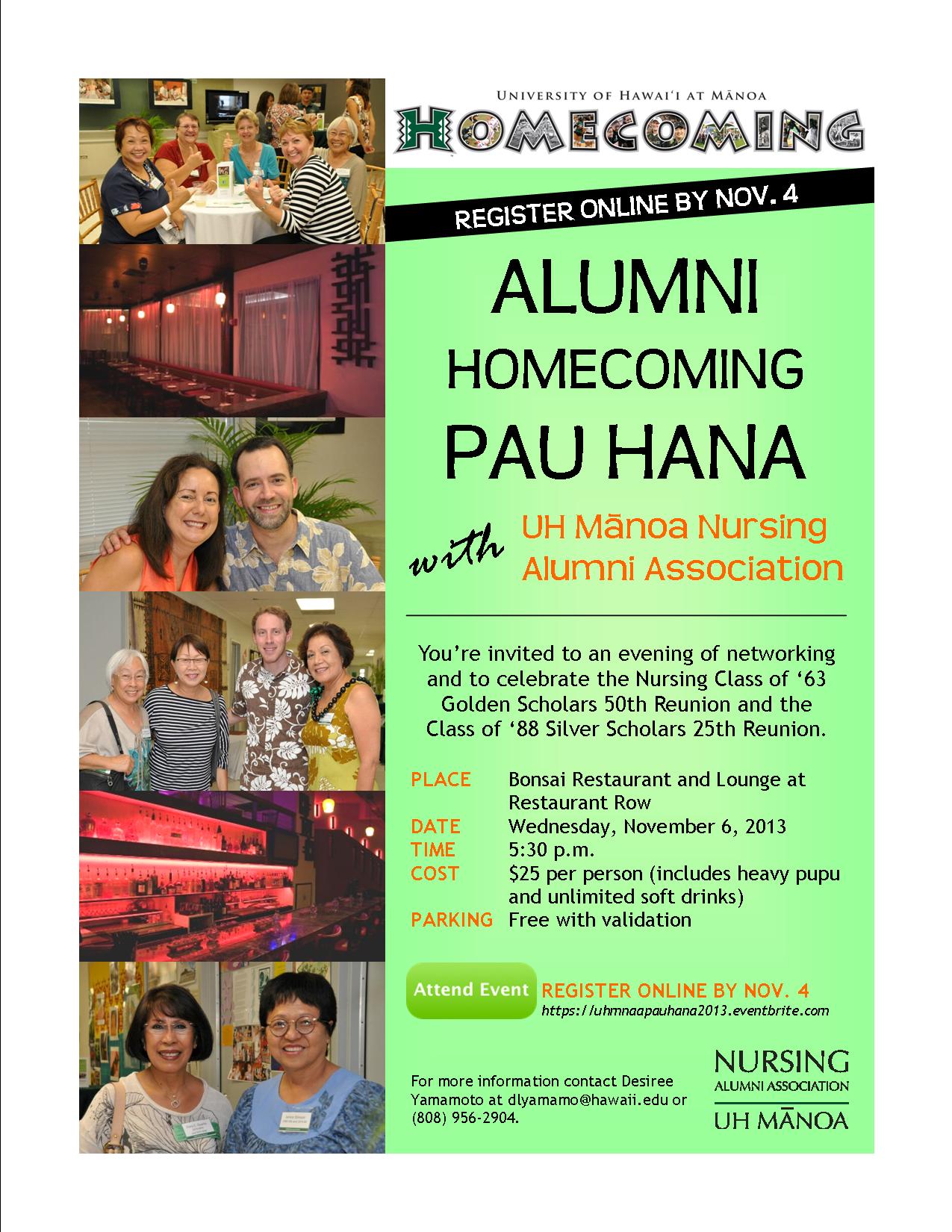 Uhm Nursing Alumni Association 2013 Homecoming Pau Hana School Of Nursing And Dental Hygiene