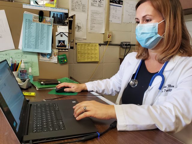 a nurse doing telehealth